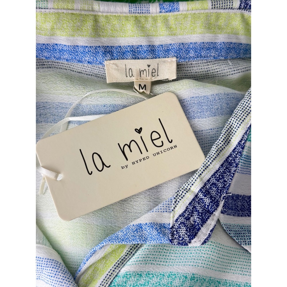 Striped Colorful‎ Sleeveless Babydoll Button Down Top Lightweight Beachy NWT - Picture 6 of 9